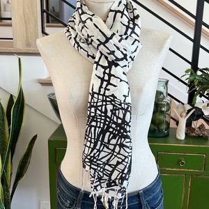 Long Silk Black & White Wrap